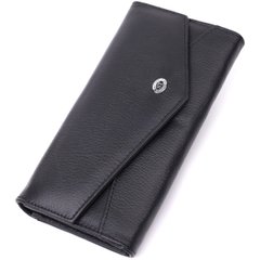 Кожаный женский кошелек с геометрическим клапаном ST Leather 22546 Черный