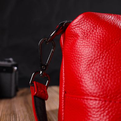 Яскрава сумка на три відділення з натуральної шкіри 22102 Vintage Червона