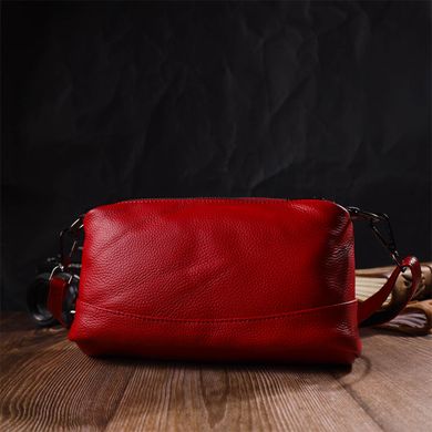 Яркая сумка на три отделения из натуральной кожи 22102 Vintage Красная