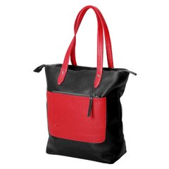Женская сумка-шопер из натуральной кожи 1557F Vip Collection черно-красная 1557.AR.FLAT