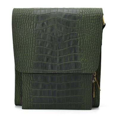 Шкіряна сумка через плече RepE-3027-4lx бренду TARWA колір рептилія Зелений