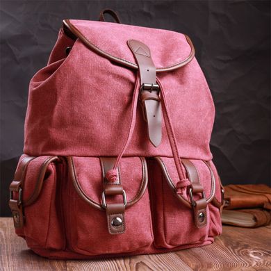 Удобный текстильный рюкзак что закрывается клапаном на магнит Vintage 22153 Бордовый