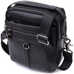Невелика чоловіча сумка з кишенями з натуральної шкіри Vintage sale_15035 Чорний