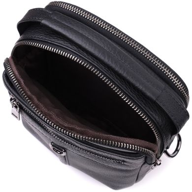 Небольшая мужская сумка с карманами из натуральной кожи Vintage sale_15035 Черный