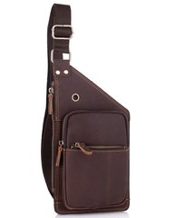 Мужской кожаный слинг в винтажном стиле коричневый Tiding Bag t0035 Коричневый