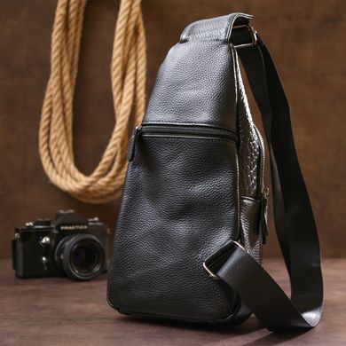 Сучасна шкіряна чоловіча сумка через плече Vintage 20674 Чорний