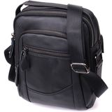 Чоловіча сумка середнього розміру через плече з натуральної шкіри Vintage sale_15038 Чорний фото