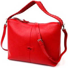Вместительная женская сумка KARYA 20849 кожаная Красный