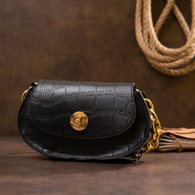 Горизонтальна сумка овал із шкірзамінника Vintage sale_14918 Чорна
