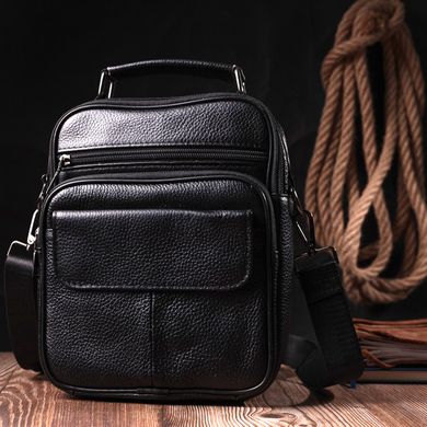 Стильная мужская сумка среднего размера через плечо из натуральной кожи Vintage sale_15039 Черный