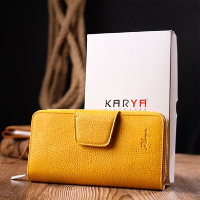 Місткий жіночий гаманець із натуральної шкіри KARYA 21150 Жовтий