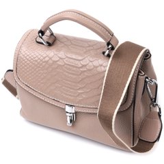 Жіноча шкіряна сумка з цікавою металевою засувкою Vintage 22418 Бежевий