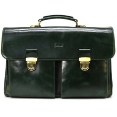 Деловой кожаный мужской портфель в зеленой глянцевой коже TARWA GE-2068-4lx Зеленый