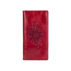 Эргономический дизайнерский красный кожаный бумажник на 14 карт, коллекция "Mehendi Classic"