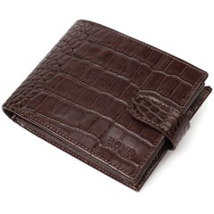 Функціональний гаманець середнього розміру для чоловіків з натуральної шкіри з тисненням під крокодила BOND 21999 Коричневий