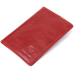 Красива шкіряна обкладинка на паспорт GRANDE PELLE 11480 Червоний