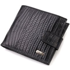 Оригінальний фактурний гаманець горизонтального формату з натуральної шкіри з тисненням CANPELLINI 21771 Чорний