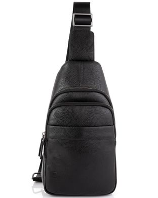 Мужской кожаный черный слинг на плечо Tiding Bag SM8-015A Черный