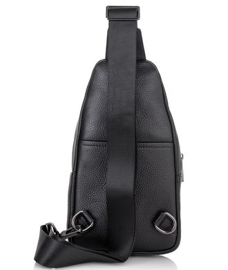 Мужской слинг-рюкзак на одну шлейку из натуральной кожи Tiding Bag SM8-868A Черный