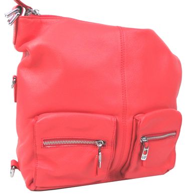 Жіноча шкіряна сумка - рюкзак траснформер Giorgio Ferretti кораловий