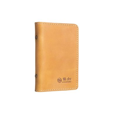 Шкіряна обкладинка-органайзер для ID паспорта та інших документів світло жовтого кольору