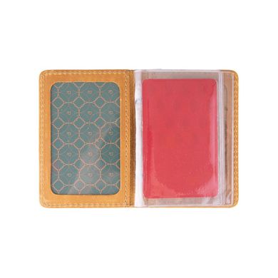 Шкіряна обкладинка-органайзер для ID паспорта та інших документів світло жовтого кольору