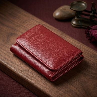 Компактный кошелек удобного формата из натуральной кожи ST Leather 23077 Бордовый