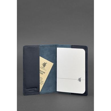 Натуральна шкіряна обкладинка для паспорта 1.3 темно-синя Blanknote BN-OP-1-3-navy-blue