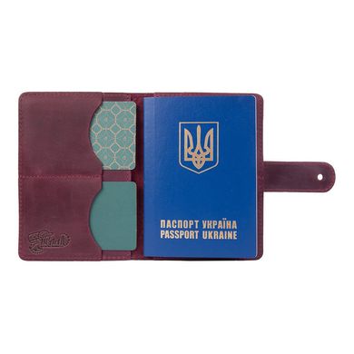 Шкіряне портмоне для паспорта / ID документів HiArt PB-03S / 1 Shabby Plum "Let's Go Travel"
