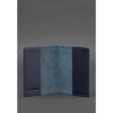 Натуральна шкіряна обкладинка для паспорта 1.3 темно-синя Blanknote BN-OP-1-3-navy-blue