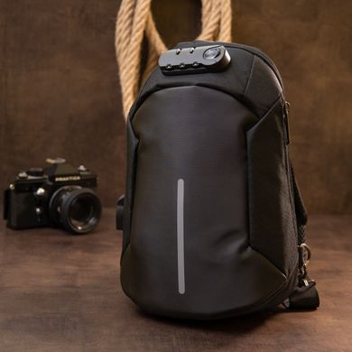 Ергономічний рюкзак через плече з кодовим замком текстильний Vintage 20553 Чорний