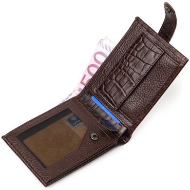 Функціональний гаманець середнього розміру для чоловіків з натуральної шкіри з тисненням під крокодила BOND 21999 Коричневий