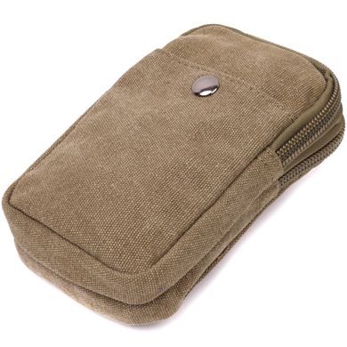 Компактная сумка-чехол на пояс с металлическим карабином из текстиля Vintage 22224 Оливковый