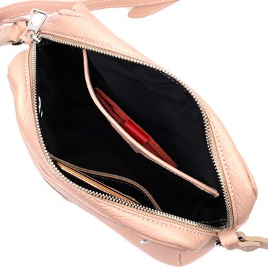 Красивая женская сумка кросс-боди из натуральной кожи GRANDE PELLE 11694 Пудровый