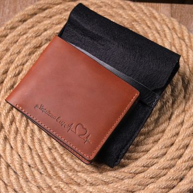 Чоловічий шкіряний гаманець у дві додавання Серце GRANDE PELLE 16736 Світло-коричневий