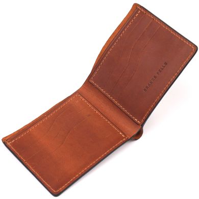 Мужской кожаный кошелек в два сложения Сердце GRANDE PELLE 16736 Светло-коричневый
