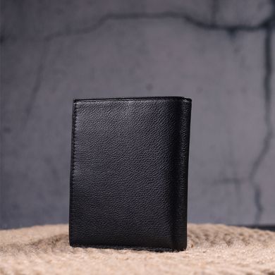 Місткий вертикальний невеликий шкіряний гаманець KARYA 21384 Чорний