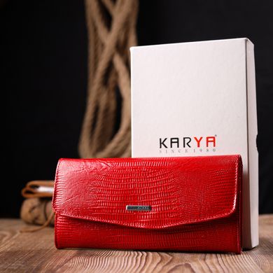 Жіночий гаманець з клапаном із фактурної шкіри KARYA 21105 Червоний