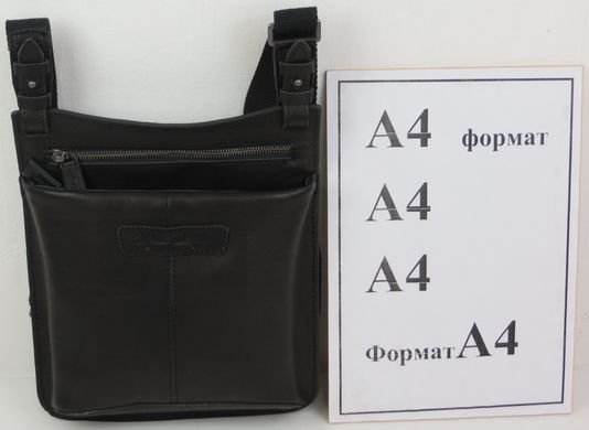 Наплічна чоловіча шкіряна сумка Mykhail Ikhtyar, Україна чорна