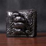 Портмоне CROCODILE LEATHER 18004 з натуральної шкіри крокодила Чорне фото