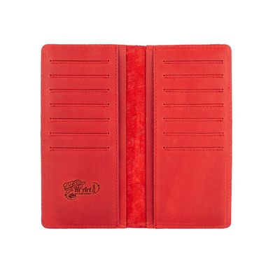 Оригінальний червоний гаманець на 14 карт з натуральної матової шкіри, колекція "Let's Go Travel"