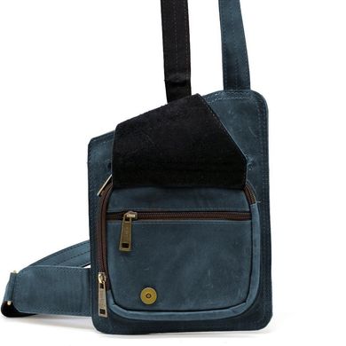 Кожаный слинг рюкзак на одно плечо TARWA RK-232-3md Синий