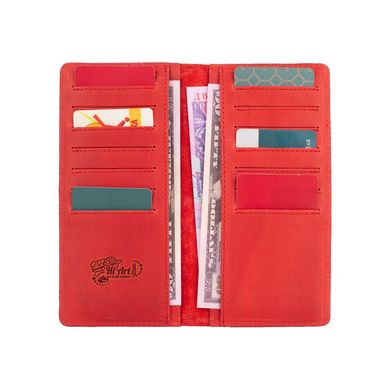Оригинальный красный бумажник на 14 карт с натуральной матовой кожи, коллекция "Let's Go Travel"