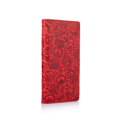 Оригинальный красный бумажник на 14 карт с натуральной матовой кожи, коллекция "Let's Go Travel"