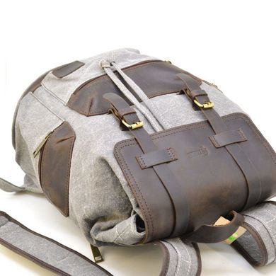 Рюкзак сірий (світлий) з парусини і шкіри RGj-0010-4lx від бренду TARWA Сірий