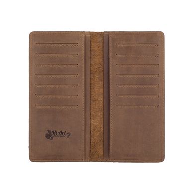 Дизайнерський гаманець на 14 карт з натуральної шкіри оливкового кольору з художнім тисненням "Mehendi Classic"
