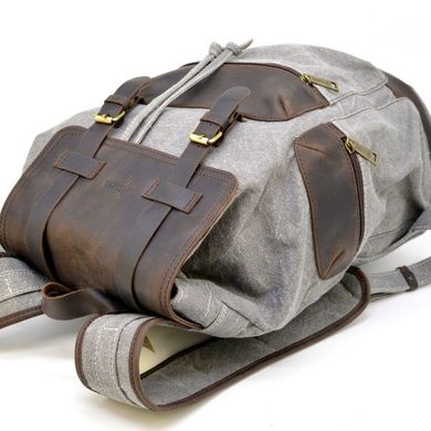 Рюкзак серый (светлый) из парусины и кожи RGj-0010-4lx от бренда TARWA Серый