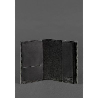 Обложка для паспорта 1.0 черная, Графит (кожа crazy horse) + блокнотик Blanknote BN-OP-1-g-kr