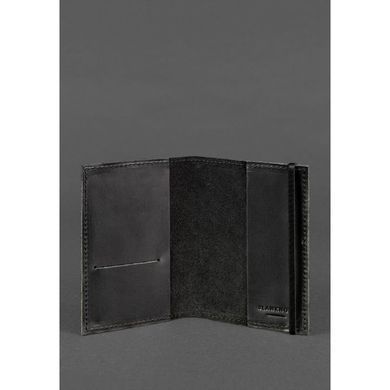 Обкладинка для паспорта 1.0 чорна, Графіт (шкіра crazy horse) + блокнотик Blanknote BN-OP-1-g-kr