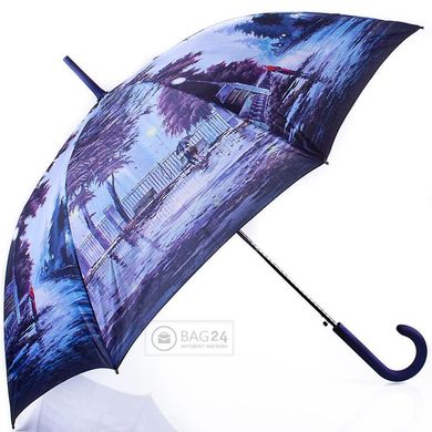 Добротный женский зонт трость ZEST Z21625-16, Синий